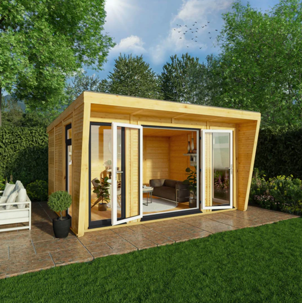 The Harlow Insulated Garden Room 4m x 3m with Anthracite UPVC (Windows & Doors) - Ornate Outbuildings 