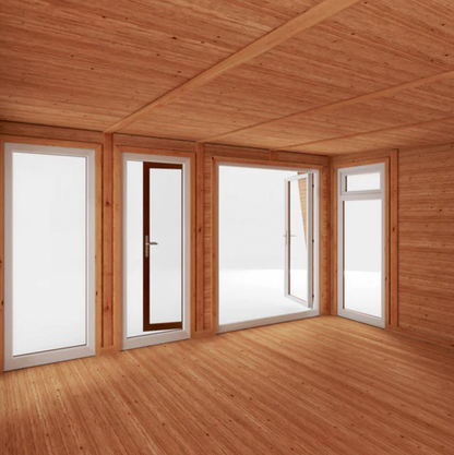 The Harlow Insulated Garden Room 4m x 4m with Oak UPVC (Windows & Doors) - Ornate Outbuildings 