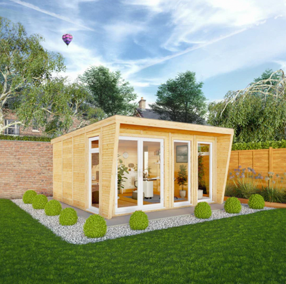 The Harlow Insulated Garden Room 4m x 4m with White UPVC (Windows & Doors) - Ornate Outbuildings 