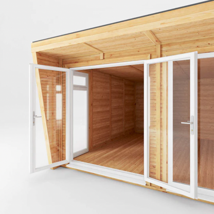 The Harlow Insulated Garden Room 4m x 4m with White UPVC (Windows & Doors) - Ornate Outbuildings 