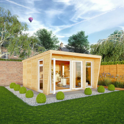 The Harlow Insulated Garden Room 4m x 4m with White UPVC (Windows & Doors) - Ornate Outbuildings 