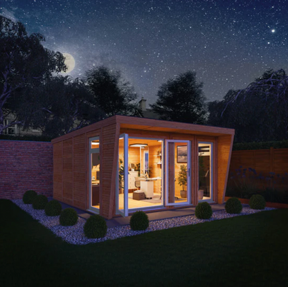 The Harlow Insulated Garden Room 4m x 4m with White UPVC (Windows & Doors) - Ornate Outbuildings 