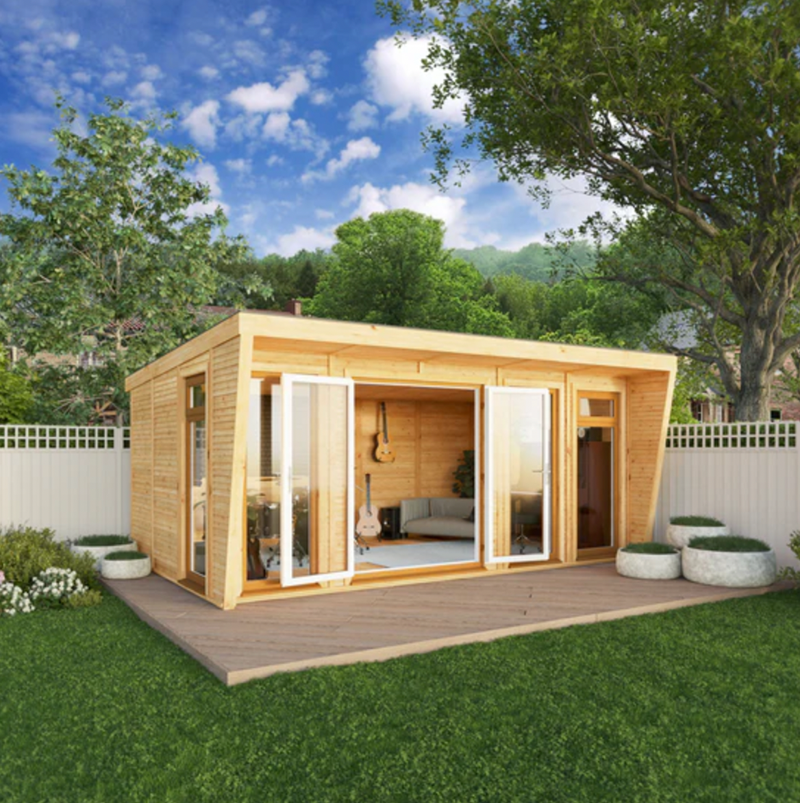 The Harlow Insulated Garden Room 5m x 3m with Oak UPVC (Window & Doors) - Ornate Outbuildings 