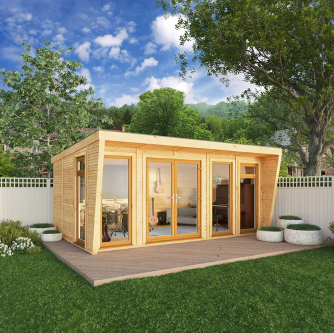 The Harlow Insulated Garden Room 5m x 3m with Oak UPVC (Window & Doors) - Ornate Outbuildings 