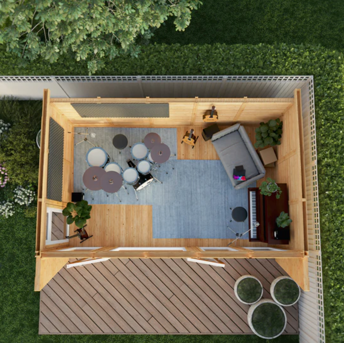 The Harlow Insulated Garden Room 5m x 3m with Oak UPVC (Window & Doors) - Ornate Outbuildings 