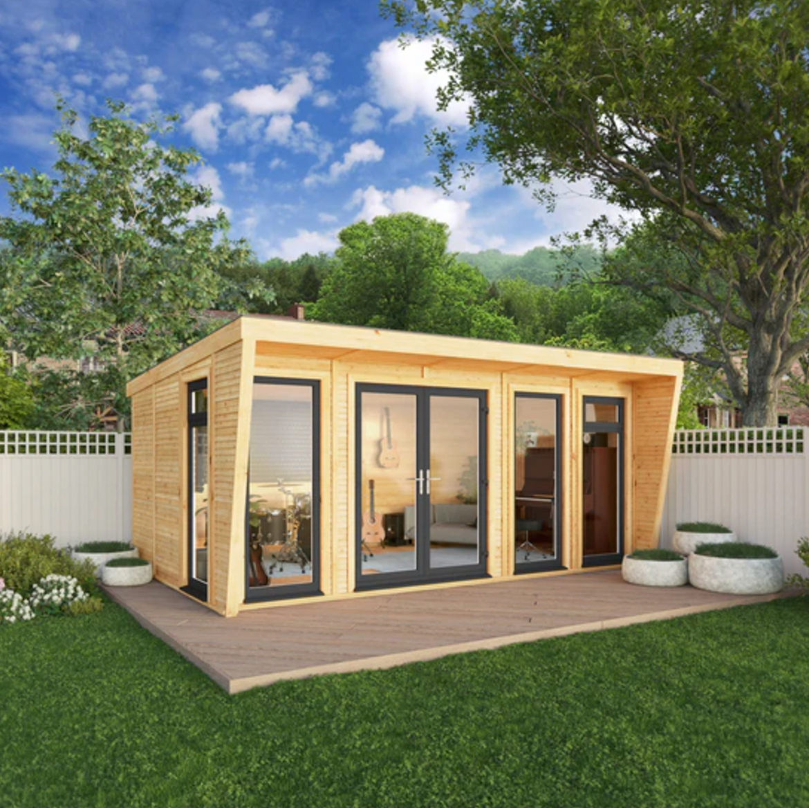 The Harlow Insulated Garden Room 5m x 3m with Anthracite UPVC (Windows & Doors) - Ornate Outbuildings 