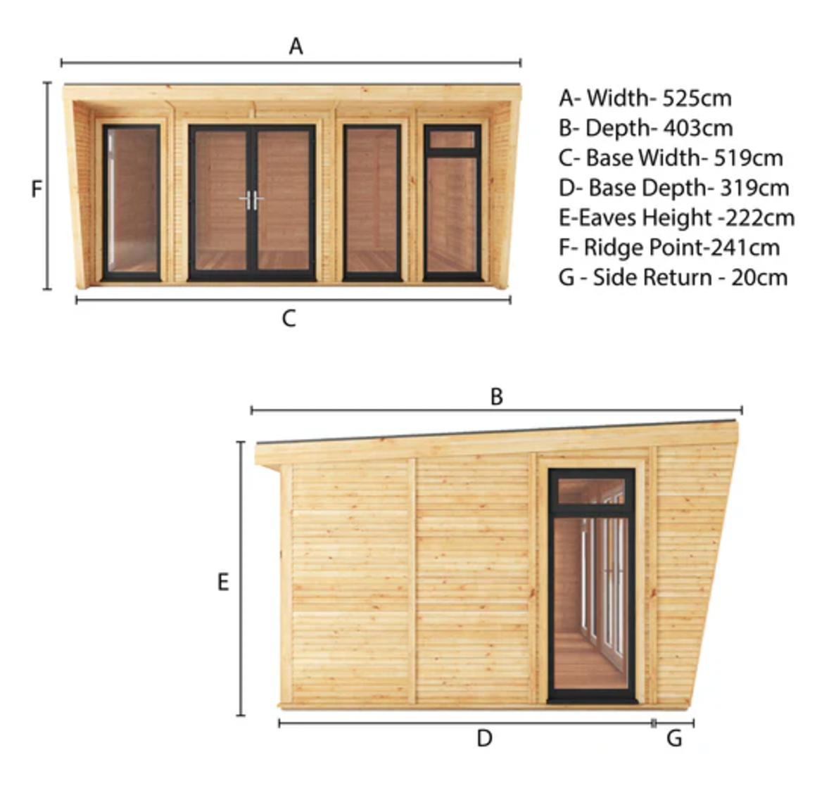 The Harlow Insulated Garden Room 5m x 3m with Anthracite UPVC (Windows & Doors) - Ornate Outbuildings 
