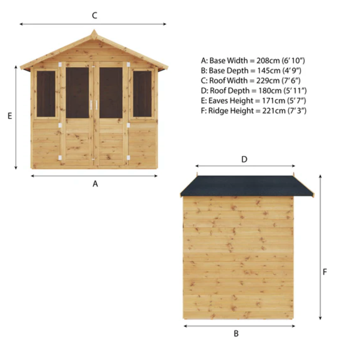 7 x 5 Traditional Double Door Summerhouse - Ornate Outbuildings 