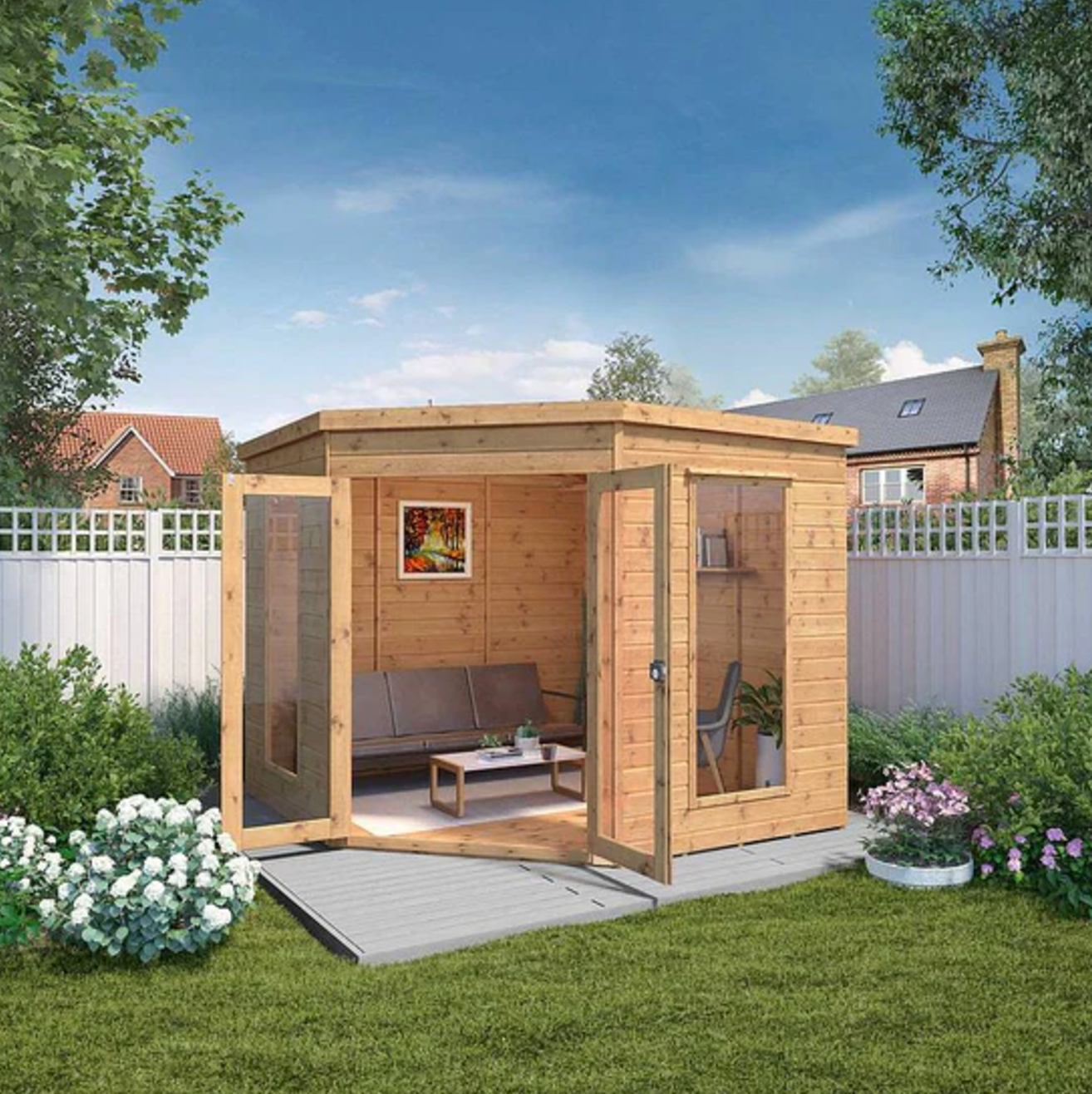 8 x 8 Premier Corner Summerhouse - Ornate Outbuildings 