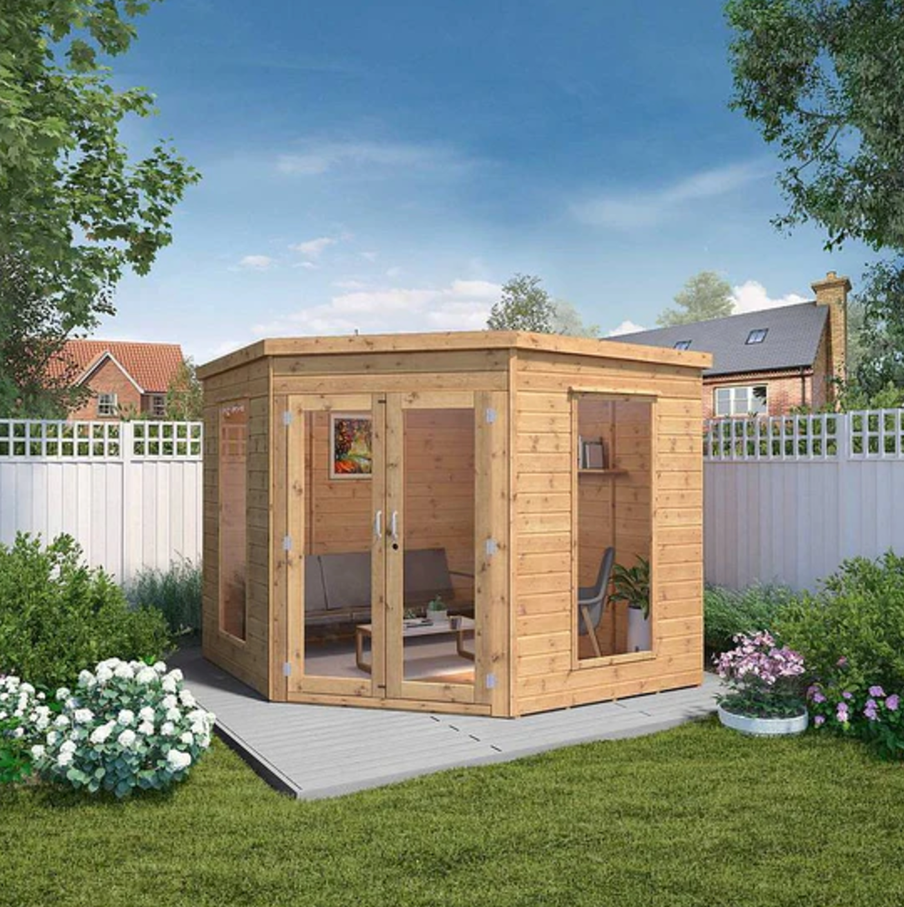 8 x 8 Premier Corner Summerhouse - Ornate Outbuildings 