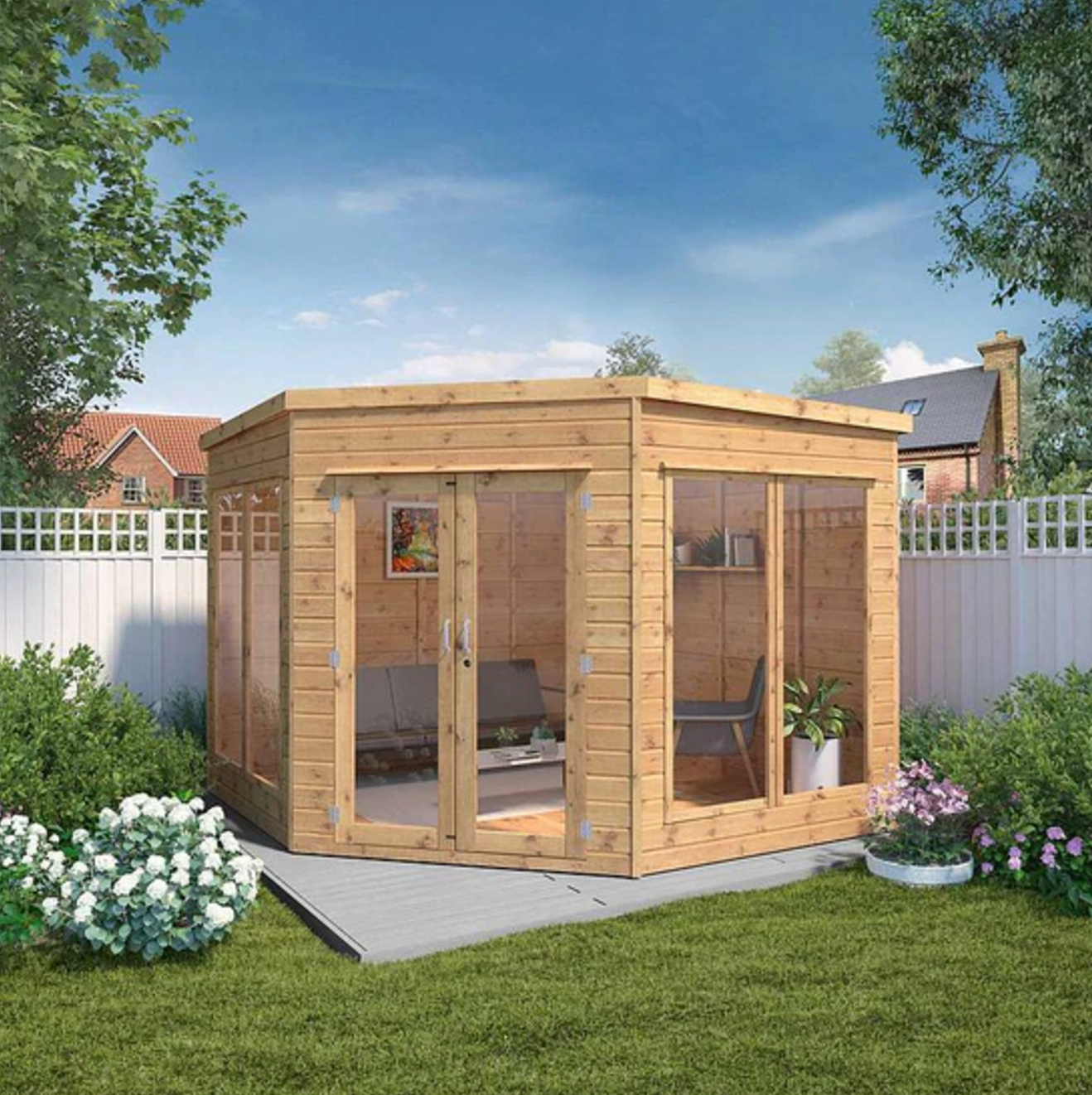 9 x 9 Premier Corner Summerhouse - Ornate Outbuildings 