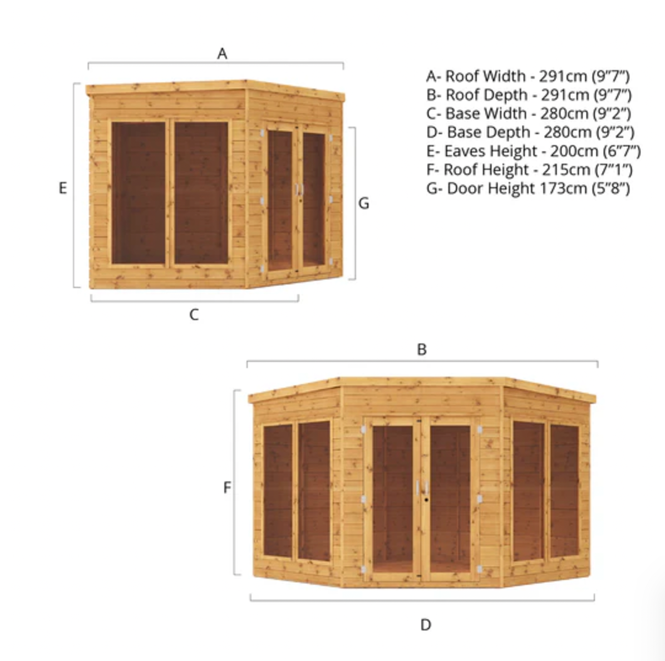 9 x 9 Premier Corner Summerhouse - Ornate Outbuildings 