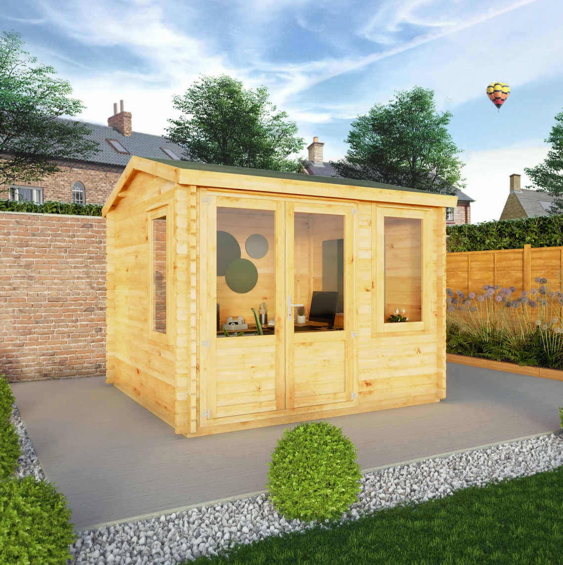 3m x 3m Home Office Elite Log Cabin - 44mm - Ornate Outbuildings 