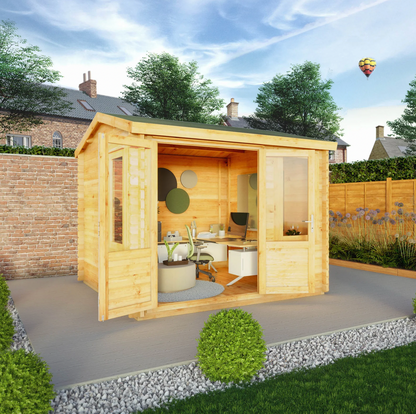 3m x 3m Home Office Elite Log Cabin - 44mm - Ornate Outbuildings 