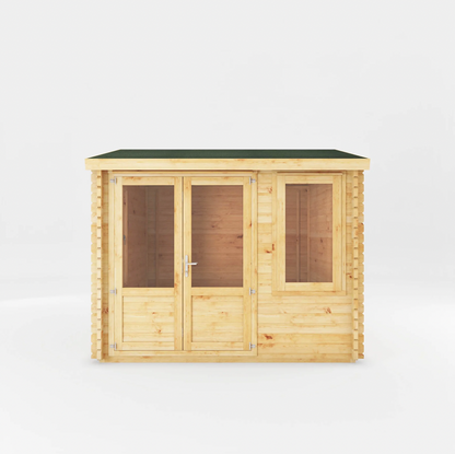 3m x 3m Home Office Elite Log Cabin - 44mm - Ornate Outbuildings 