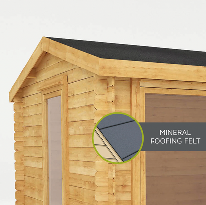 3m x 3m Home Office Elite Log Cabin - 44mm - Ornate Outbuildings 
