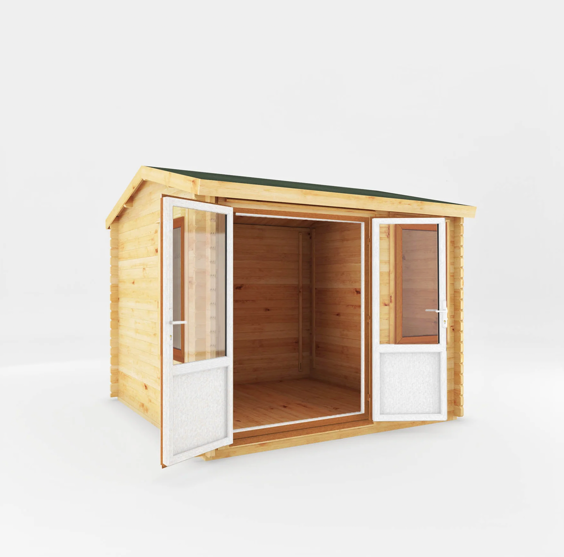 3m x 3m Home Office Elite Log Cabin - UPVC Oak - Ornate Outbuildings 