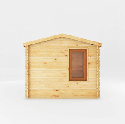 3m x 3m Home Office Elite Log Cabin - UPVC Oak - Ornate Outbuildings 