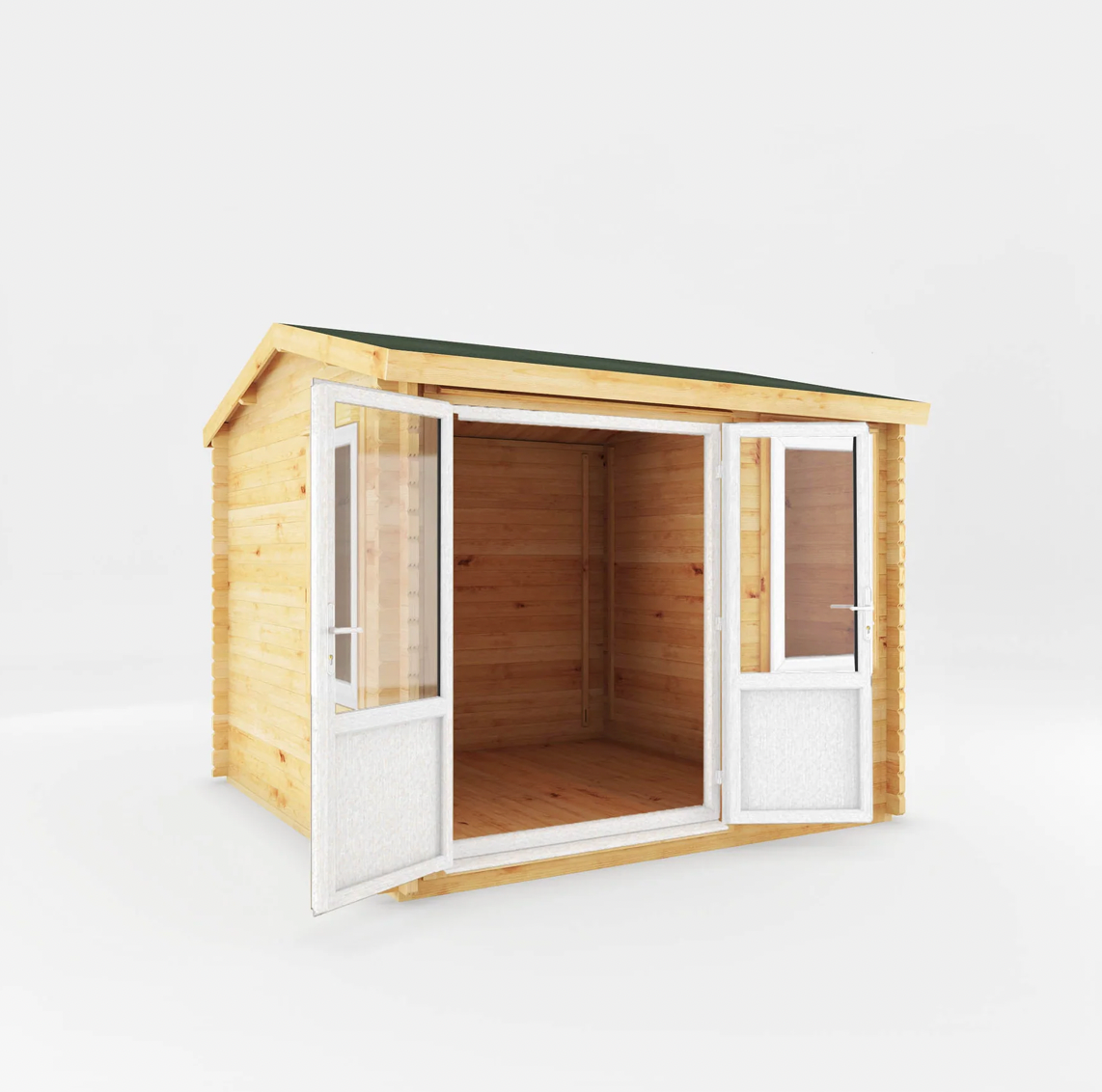 3m x 3m Home Office Elite Log Cabin - UPVC White - Ornate Outbuildings 