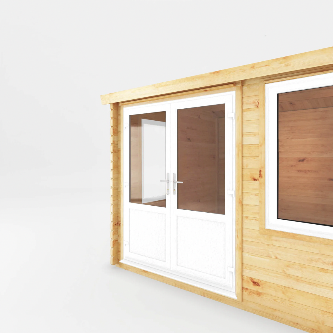 3m x 3m Home Office Elite Log Cabin - UPVC White - Ornate Outbuildings 