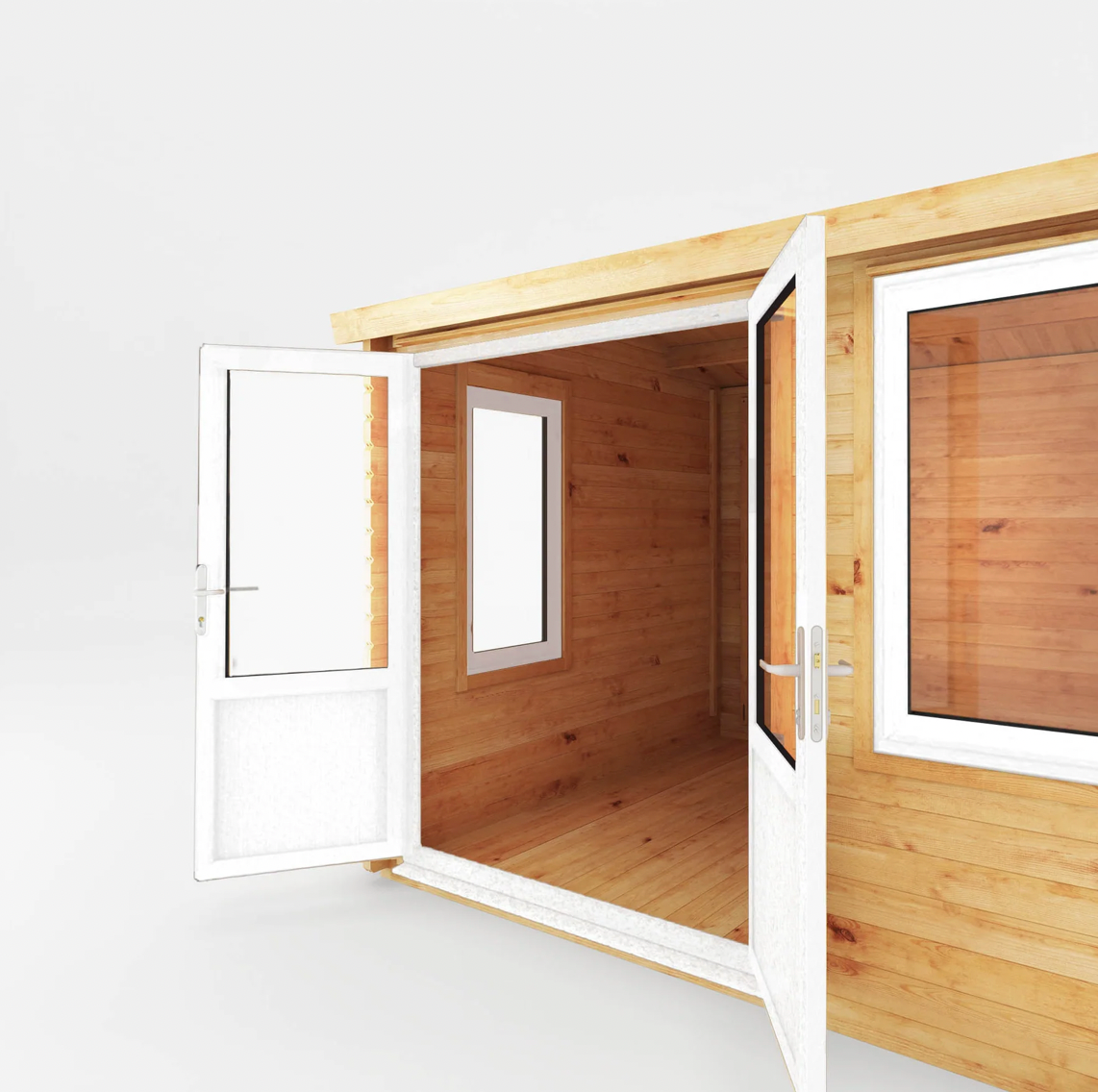 3m x 3m Home Office Elite Log Cabin - UPVC White - Ornate Outbuildings 