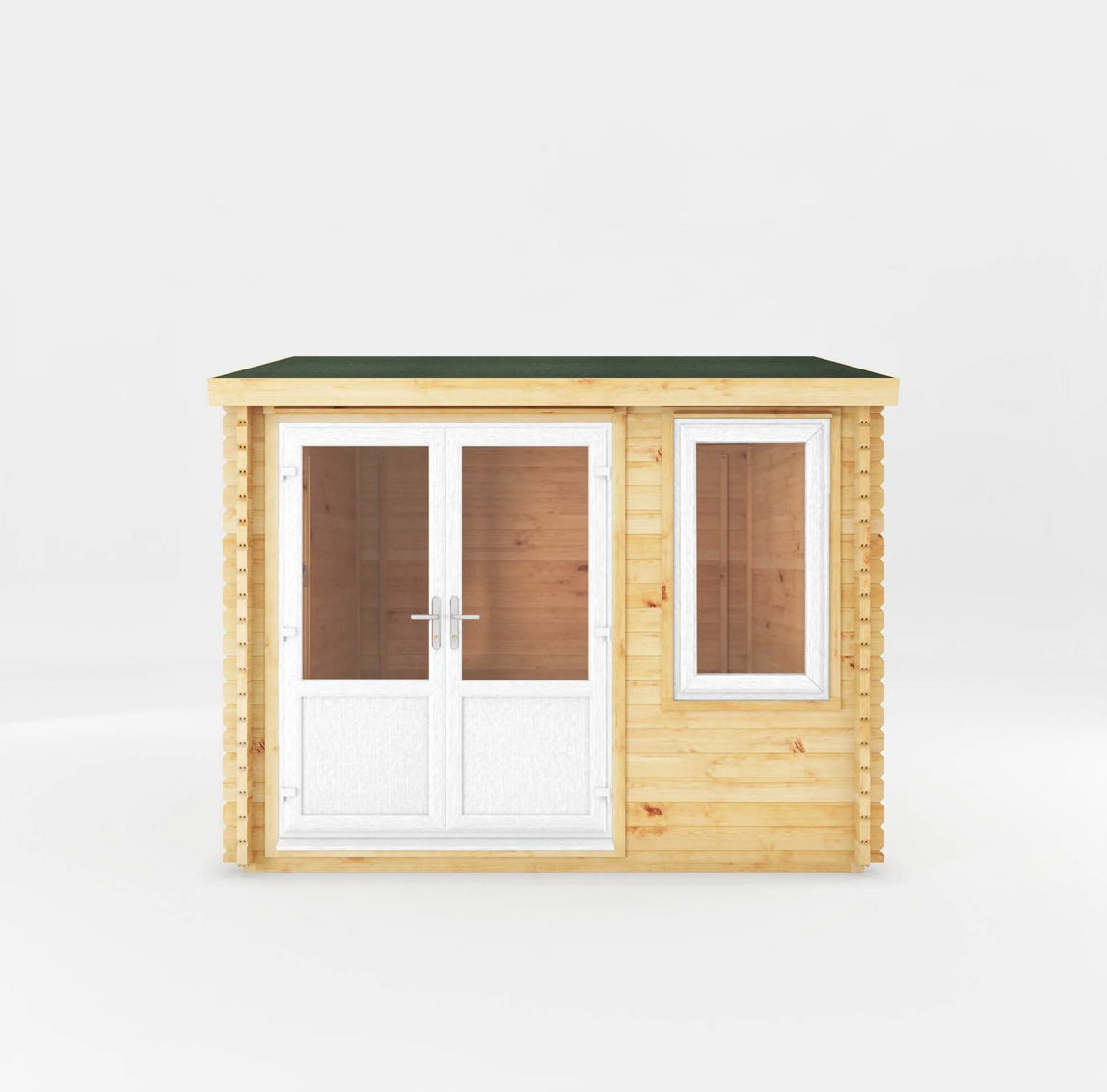 3m x 3m Home Office Elite Log Cabin - UPVC White - Ornate Outbuildings 