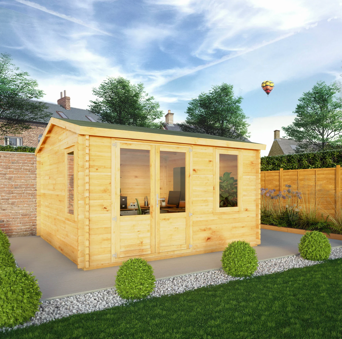 4m x 4m Home Office Elite Log Cabin -44mm - Ornate Outbuildings 