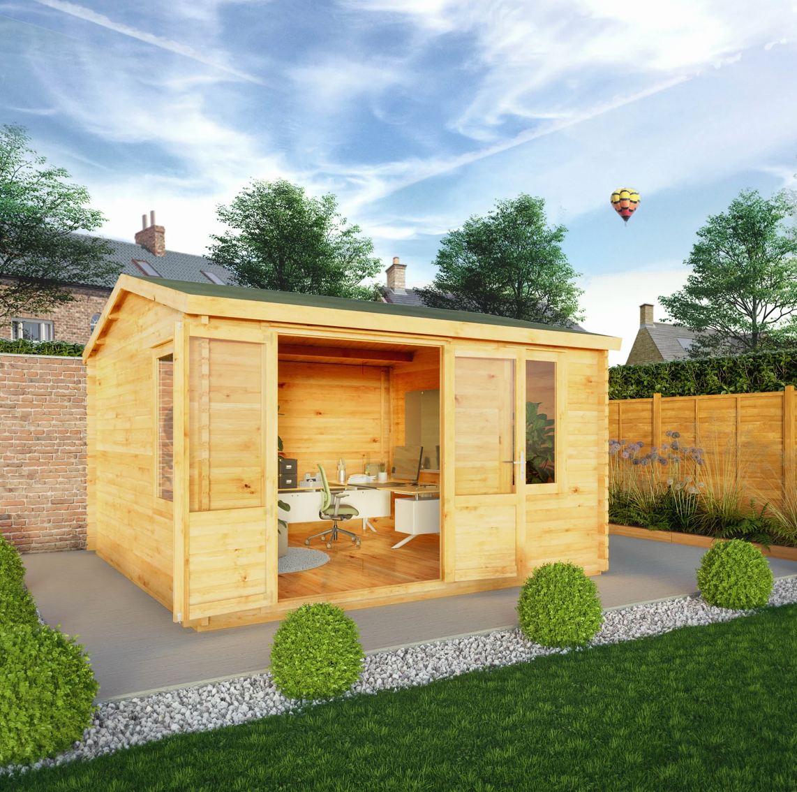 4m x 4m Home Office Elite Log Cabin -44mm - Ornate Outbuildings 