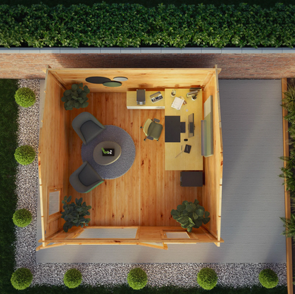 4m x 4m Home Office Elite Log Cabin -44mm - Ornate Outbuildings 