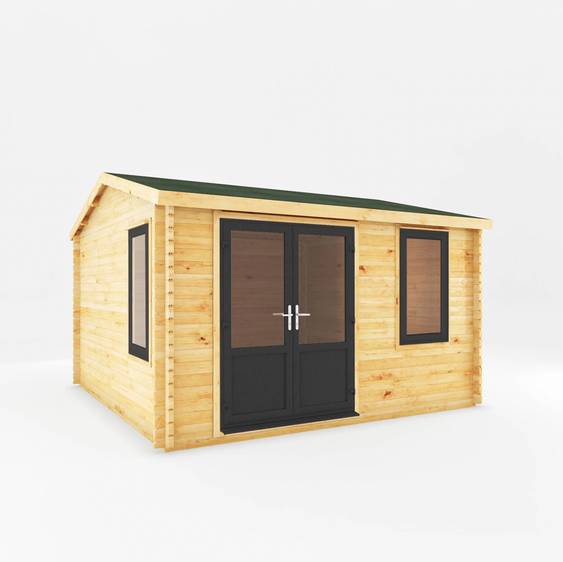 4m x 4m Home Office Elite Log Cabin - UPVC Anthracite - Ornate Outbuildings 