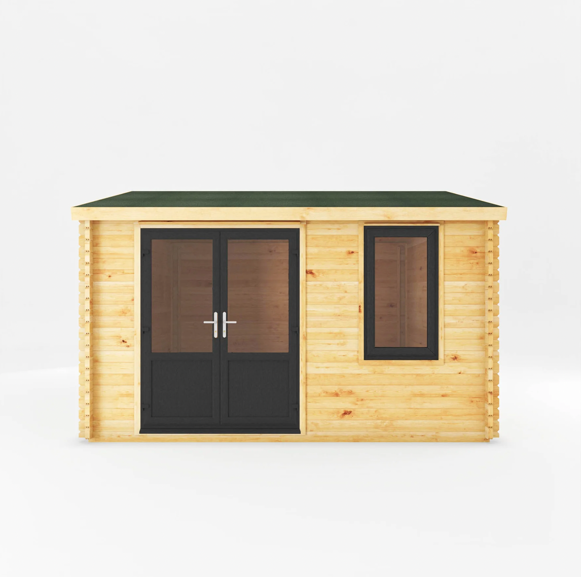 4m x 4m Home Office Elite Log Cabin - UPVC Anthracite - Ornate Outbuildings 