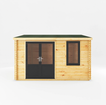 4m x 4m Home Office Elite Log Cabin - UPVC Anthracite - Ornate Outbuildings 