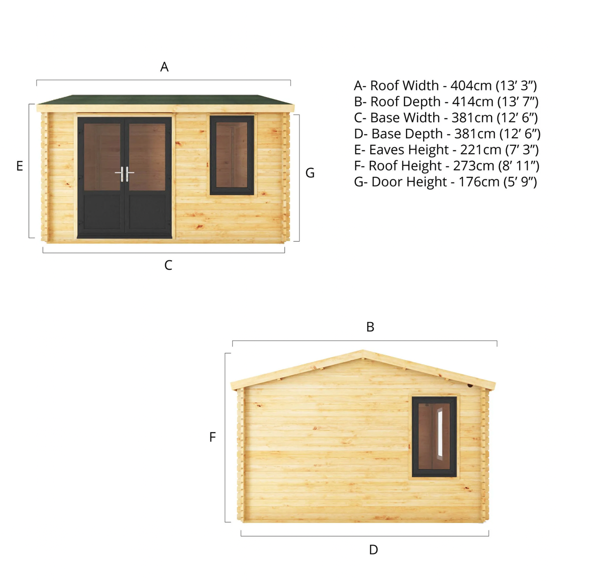 4m x 4m Home Office Elite Log Cabin - UPVC Anthracite - Ornate Outbuildings 