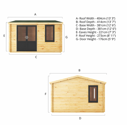 4m x 4m Home Office Elite Log Cabin - UPVC Anthracite - Ornate Outbuildings 