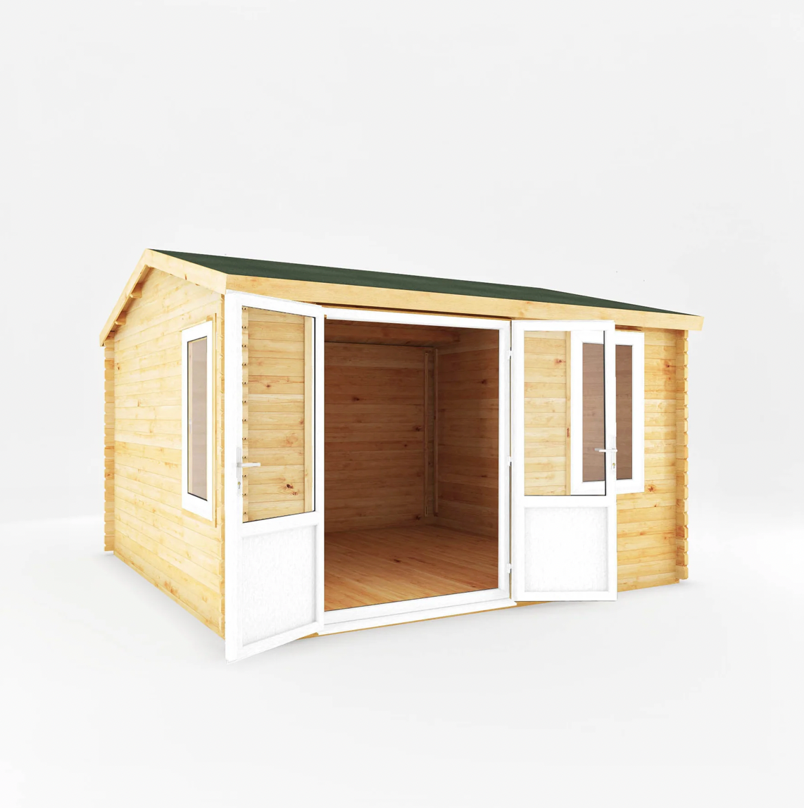 4m x 4m Home Office Elite Log Cabin - UPVC White - Ornate Outbuildings 