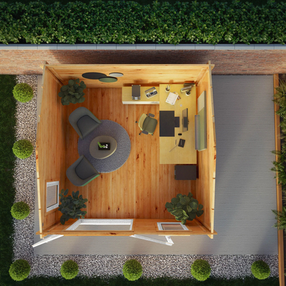 4m x 4m Home Office Elite Log Cabin - UPVC White - Ornate Outbuildings 