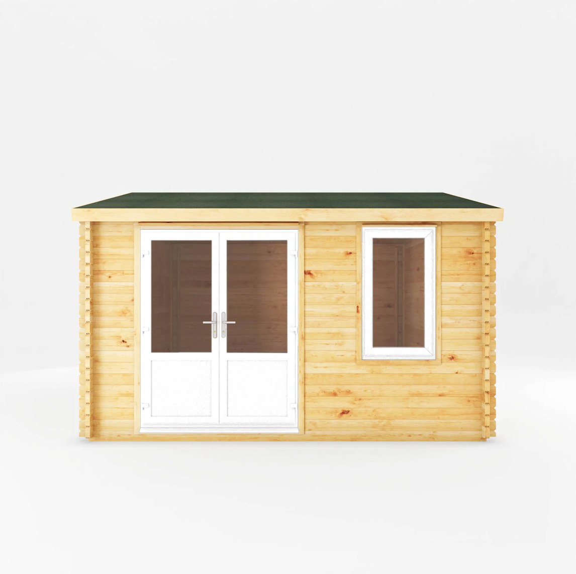 4m x 4m Home Office Elite Log Cabin - UPVC White - Ornate Outbuildings 