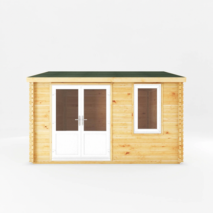 4m x 4m Home Office Elite Log Cabin - UPVC White - Ornate Outbuildings 