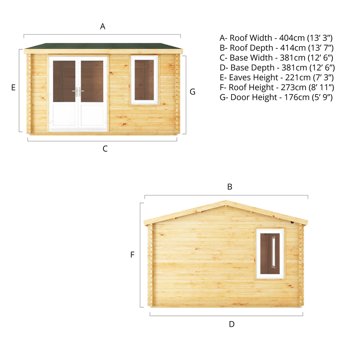 4m x 4m Home Office Elite Log Cabin - UPVC White - Ornate Outbuildings 