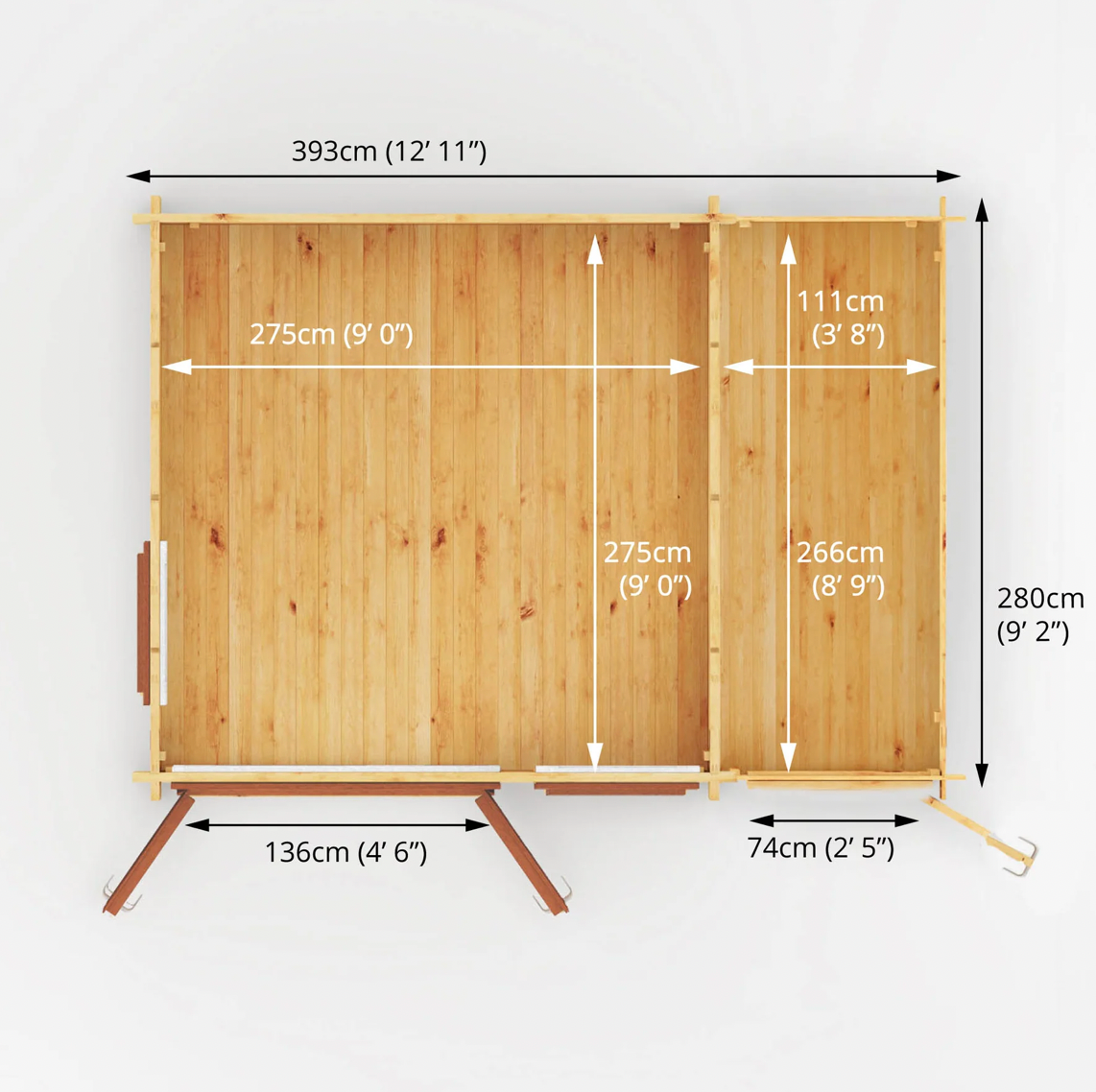 4.1m x 3m Home Office Elite With Side Shed - UPVC Oak - Ornate Outbuildings 