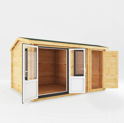 4.1m x 3m Home Office Elite With Side Shed - UPVC Anthracite - Ornate Outbuildings 