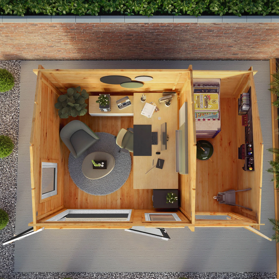 4.1m x 3m Home Office Elite With Side Shed - UPVC Anthracite - Ornate Outbuildings 