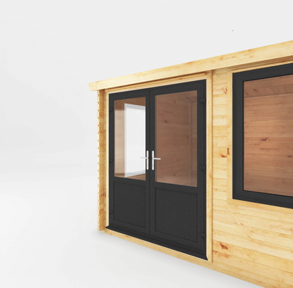 4.1m x 3m Home Office Elite With Side Shed - UPVC Anthracite - Ornate Outbuildings 