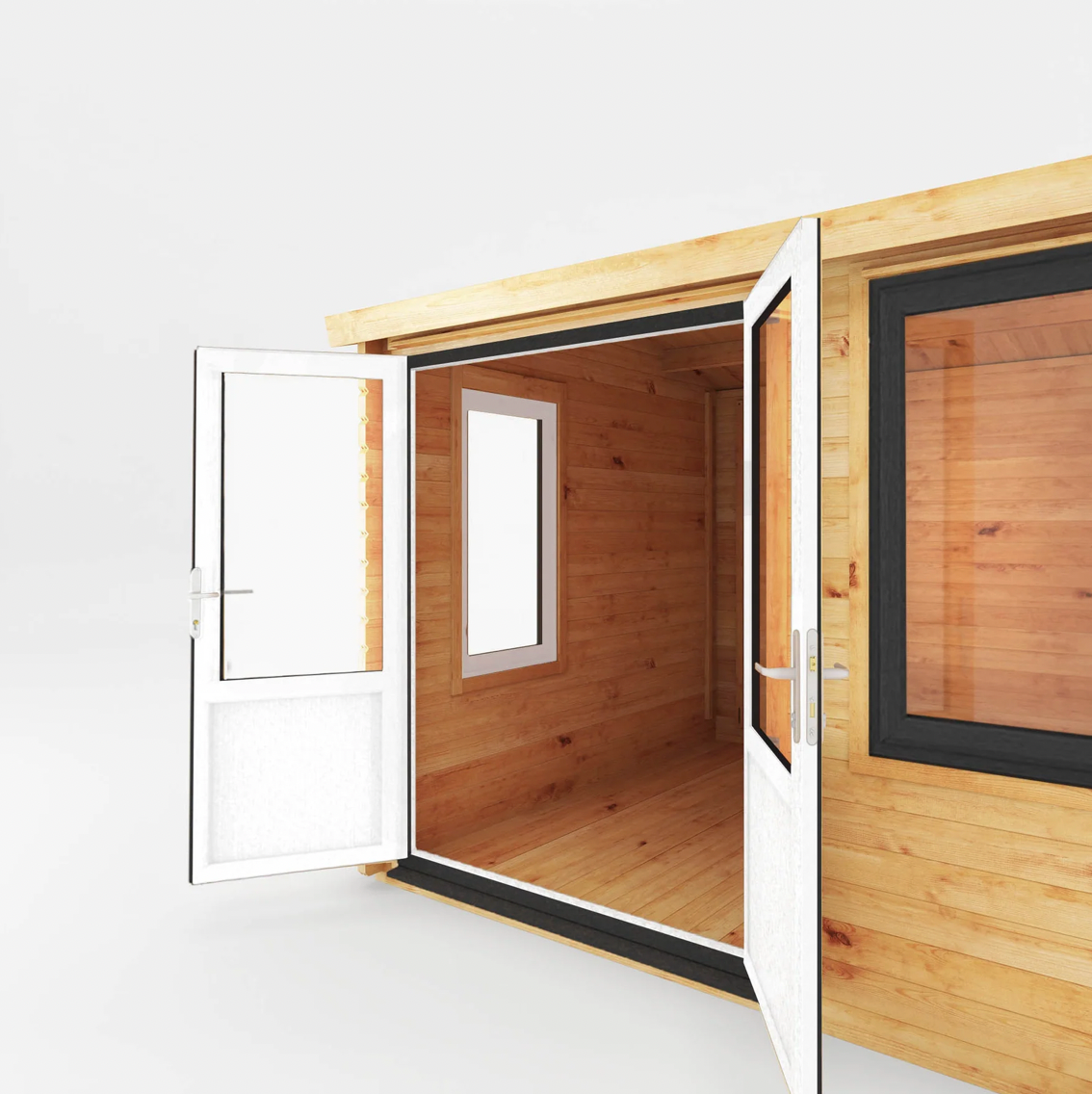 4.1m x 3m Home Office Elite With Side Shed - UPVC Anthracite - Ornate Outbuildings 