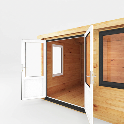 4.1m x 3m Home Office Elite With Side Shed - UPVC Anthracite - Ornate Outbuildings 