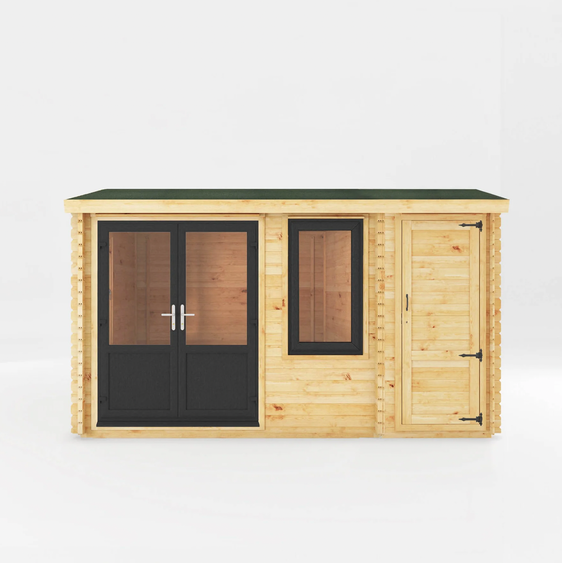 4.1m x 3m Home Office Elite With Side Shed - UPVC Anthracite - Ornate Outbuildings 