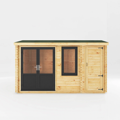 4.1m x 3m Home Office Elite With Side Shed - UPVC Anthracite - Ornate Outbuildings 