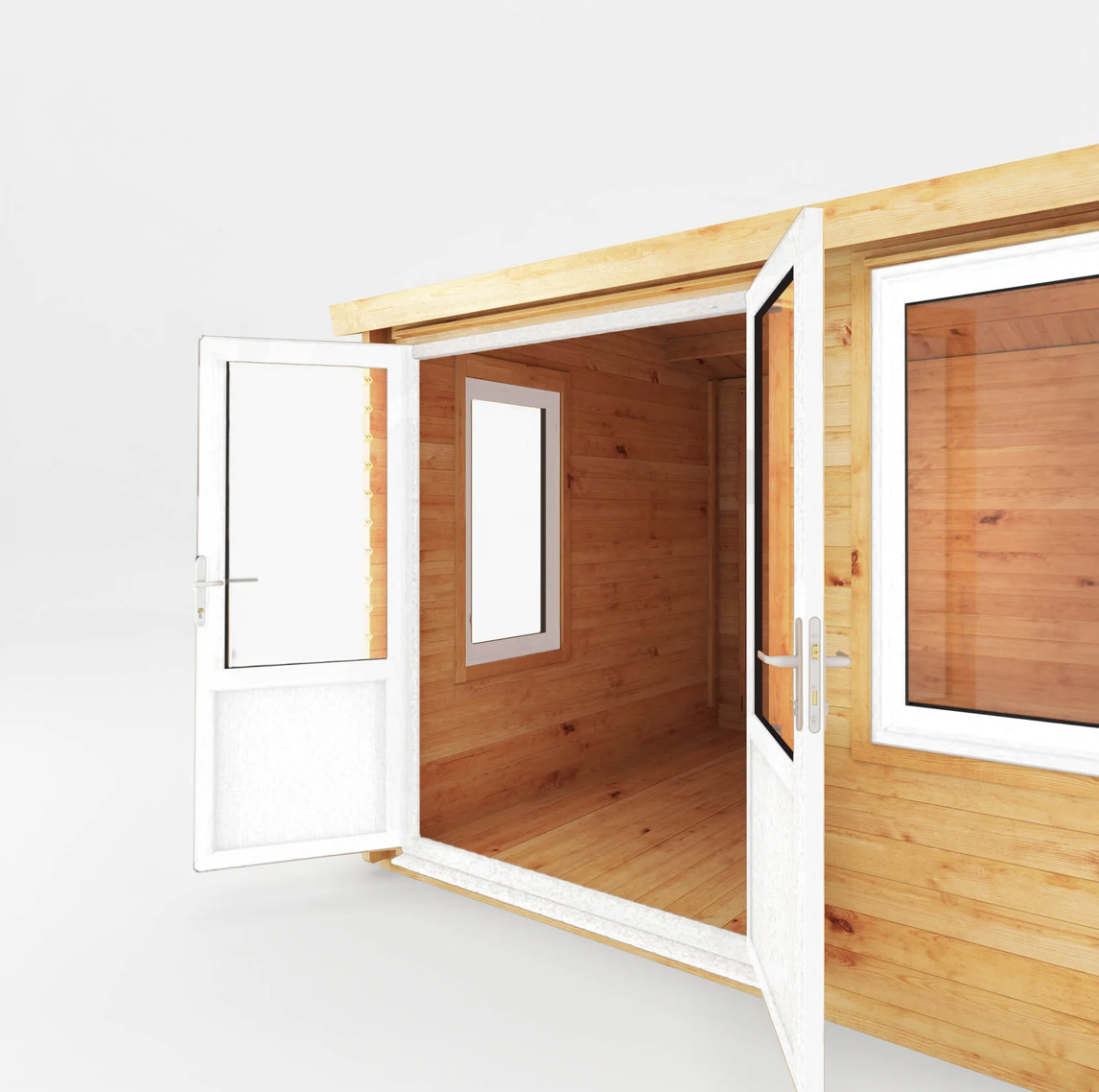 4.1m x 3m Home Office Elite With Side Shed - UPVC White - Ornate Outbuildings 