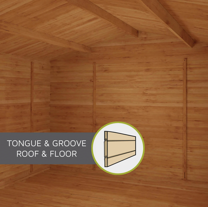 4.1m x 3m Home Office Elite With Side Shed - UPVC White - Ornate Outbuildings 