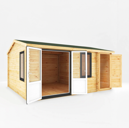 5.1m x 4m Home Office Elite With Side Shed - UPVC Anthracite - Ornate Outbuildings 